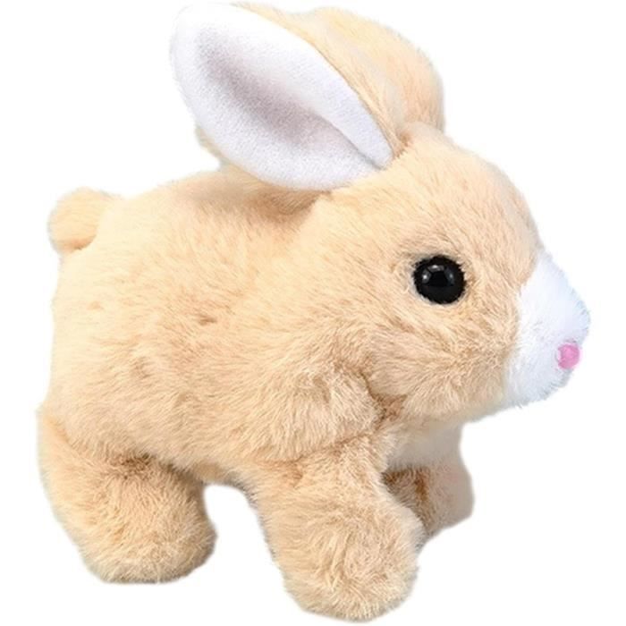 Jouet de Lapin Qui Marche Jouet électronique interactif de Lapin en Peluche pour Animaux de Compagnie Lapin en Peluche-jaune.