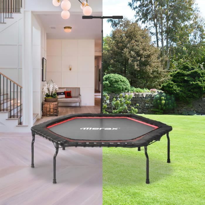 Trampoline Fitness Pliable avec Poignée Réglable – Rebondisseur Silencieux et Stable pour Enfants et Adultes, Charge jusqu'à 600 kg - Sport