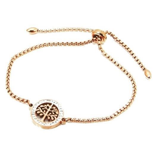 Bracelet Arbre de vie coulissant femme en acier inoxydable 24cm cuivré