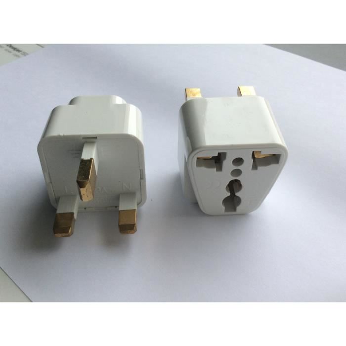 Adaptateur Prise UK VGUARD - Convertit Prise Européenne 2 Broches Vers Anglaise 3 Broches