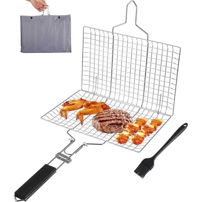 Panier De Barbecue En Acier Inoxydable | Filet à Légumes, Brochettes | Poignées En Bois - 3