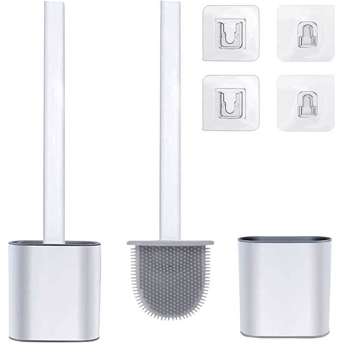LIGZcaiyun Lot de 2 brosses WC plates en silicone blanc pour salle de