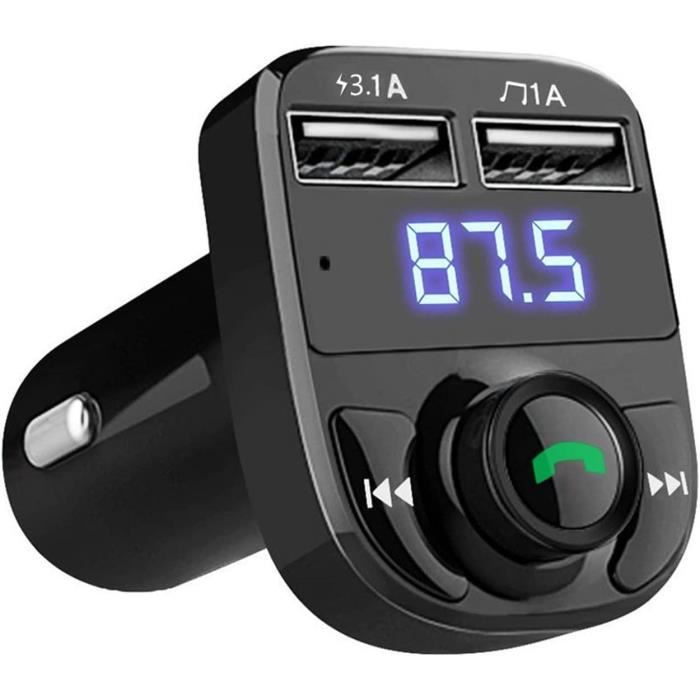 Sans fil allume-cigare Transmetteur FM Bluetooth Adaptateur Radio MP3 Kit  de voiture Chargeur USB @Yinmgmhj189 - Cdiscount Auto