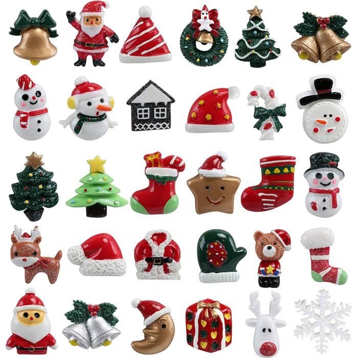 Résine Accessoires De Noël Miniature,Guador 50 Pièces Aléatoire Père Noël Décoration De Noël