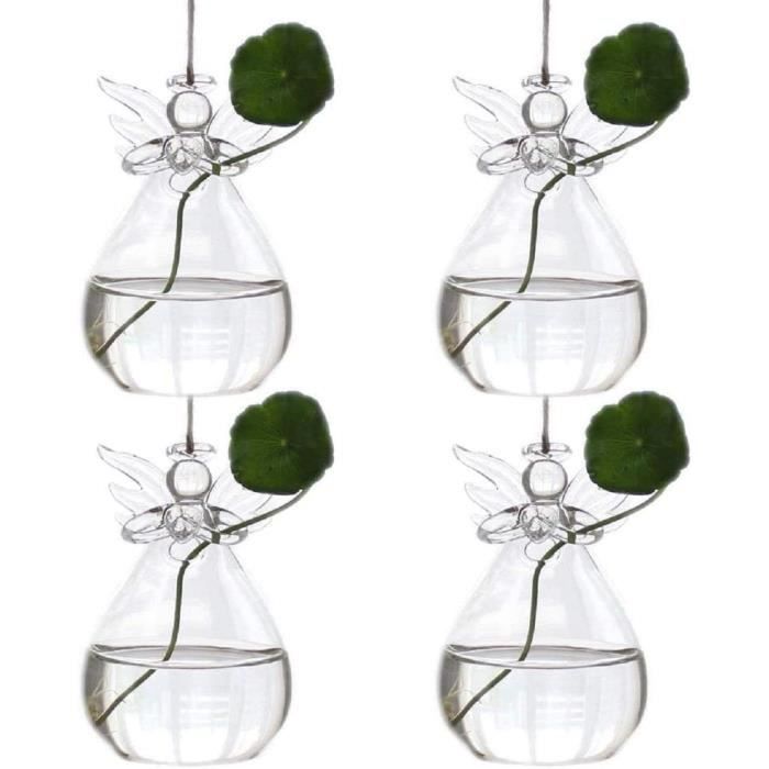 Lot De 4 Pots De Fleurs Muraux En Verre - Pour Plantes Aériennes, Tillandsia - Décoration Murale Suspendue