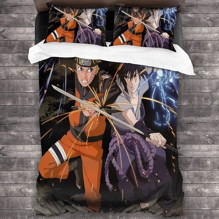 Anime Housse De Couette , Parure De Lit 200x200cm En Microfibre Avec Housse De Couette Et Taie D'oreiller 50x75cm - Maison