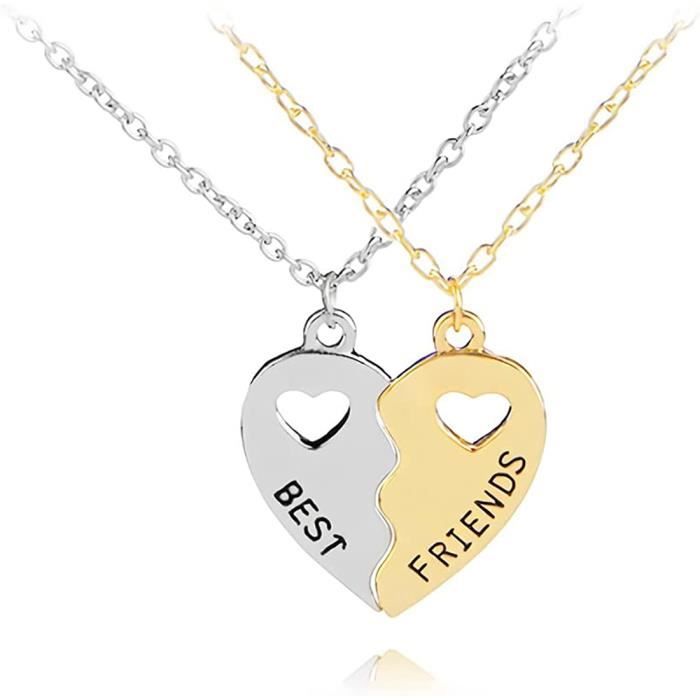 KAL-Collier D'Amitié Collier Bff Pour 2 Cadeaux Pour Filles Collier Bijoux Anniversaire Longue Distance Cadeaux De Noel Pour Femmes Filles Surs Kalanka