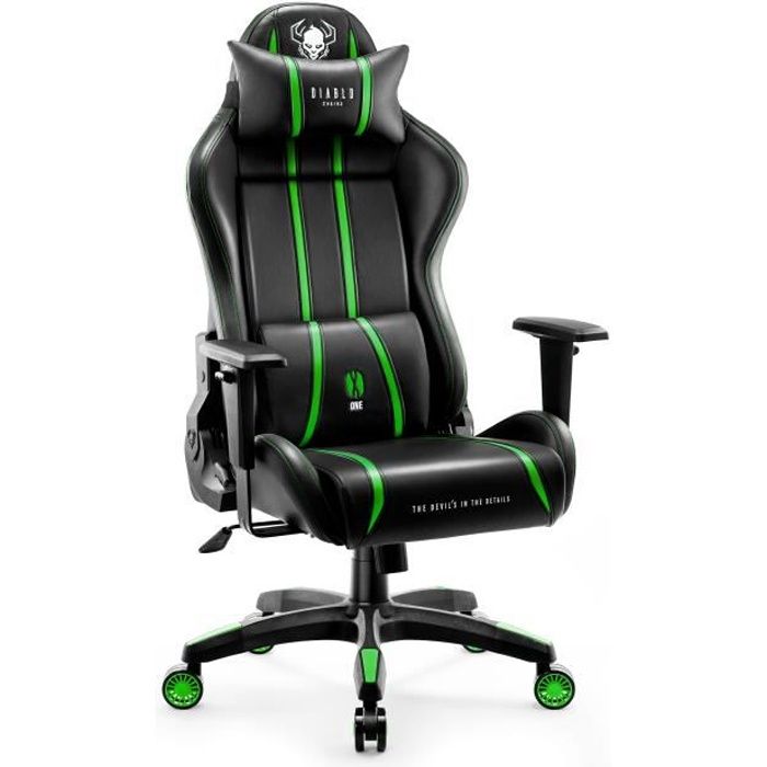 Diablo X One Chaise Gaming Fauteuil de Gamer de Bureau Accoudoirs Skaï Oreiller Cousin Lombaire Craft