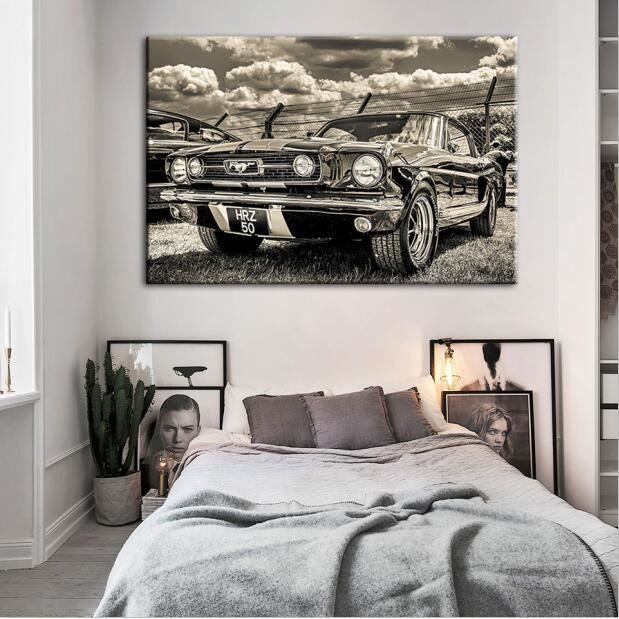 Toiles Impressions Ford Mustang Gris Shelby Peinture Mur Art Décoration