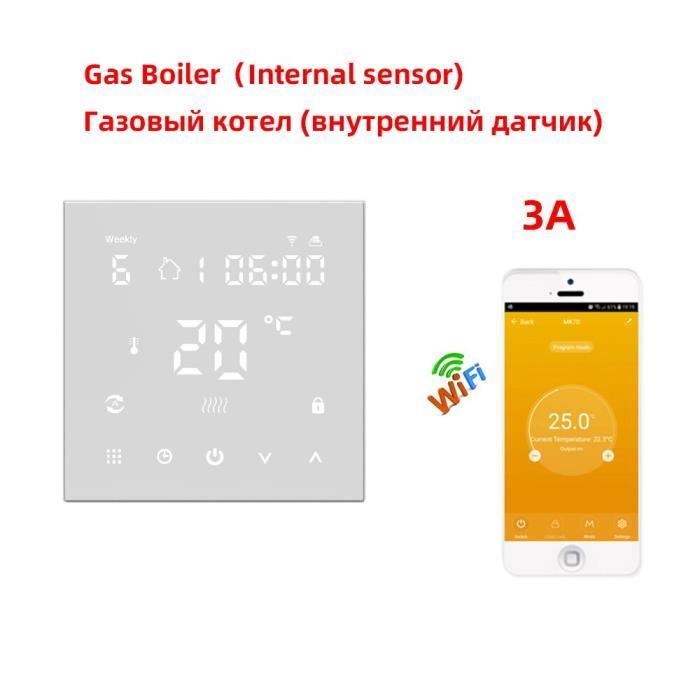 Chaudière à gaz (blanc) Thermostat intelligent WiFi Tuya, chauffage électrique au sol