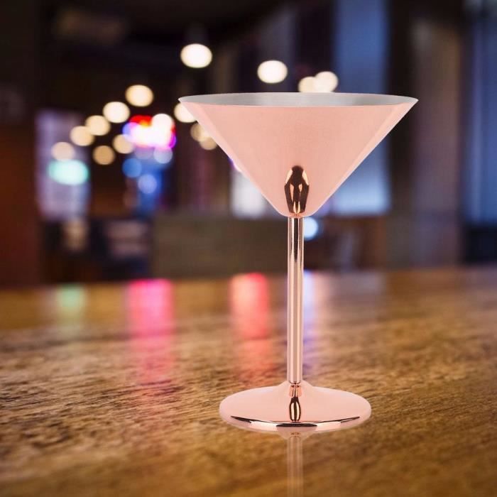 Verres à martini en acier inoxydable de 150 ml, verre à cocktail, verre à martini en acier inoxydable, verre à vin en métal plaqué cuivre (couleur naturelle de l'acier inoxydable
