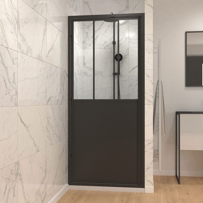 Paroi de douche à l'italienne, verre transparent, paroi fixe Walk In  industriel, profilé noir, encadrement noir, 90 x 200 cm - Cdiscount  Bricolage