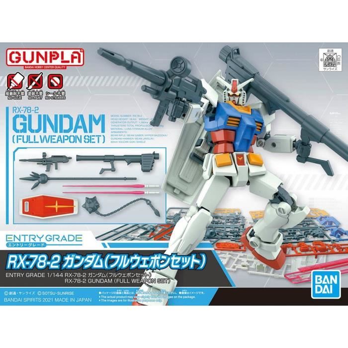 Maquette BANDAI GUNPLA ENTRY GRADE EG 1-144 Gundam RX-78-2 avec set d'armes complet