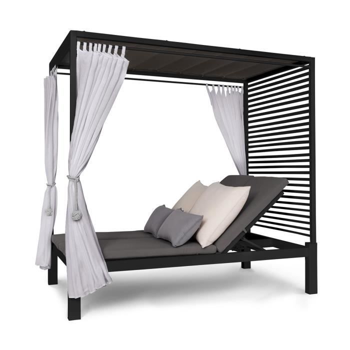 bain de soleil - blumfeldt eremitage double lux - chaise longue - 4 positions - transat - 2 personnes - coussin - gris foncé