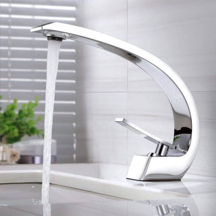 LISSÉ Chrome Robinetteries de lavabo: Mitigeur monocommande de lavabo sans  garniture d'écoulement