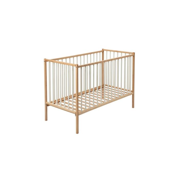 Lit Bebe 60x1cm En Bois Bicolore Blanc Remi Cdiscount Puericulture Eveil Bebe