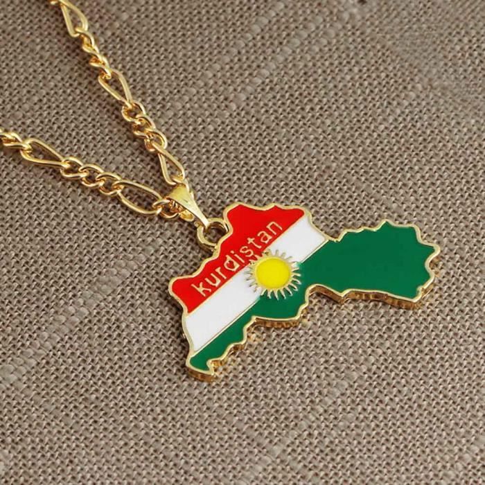 Porte-clés Carte Du Kurdistan – Acier Inoxydable, Or Ou Argent, Chaîne 5,2 Cm – Pendentif 3x2 Cm – Personnalisé