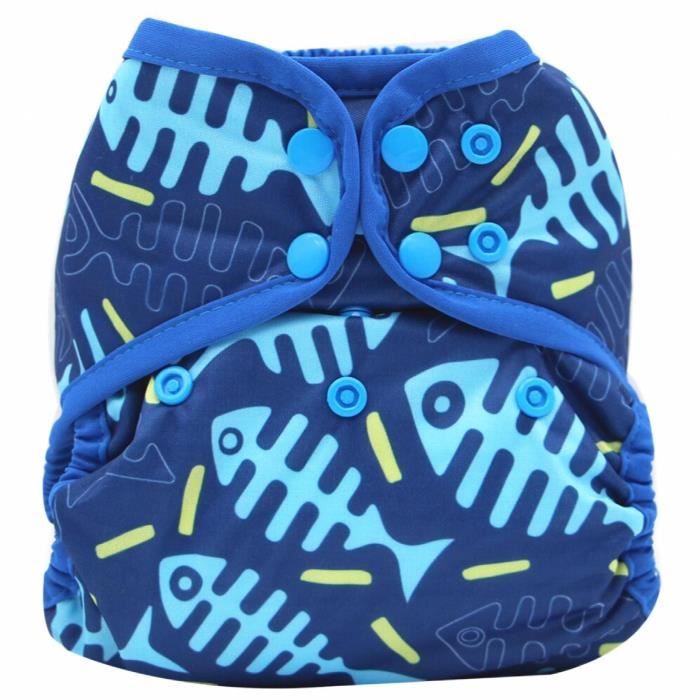 Couches pour bébé à double gousset Taille unique en tissu réutilisable