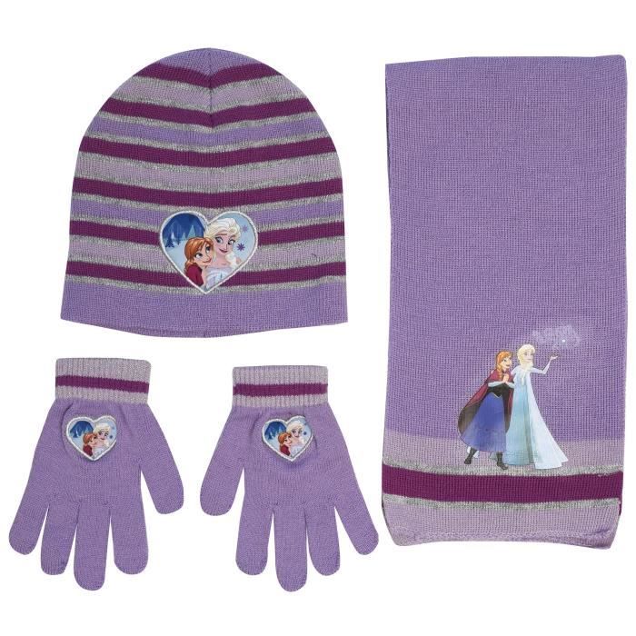Set Bonnet + écharpe + Gants La Reine Des Neiges (Elsa & Anna) - Taille 52 (3-6 Ans) - Neuf