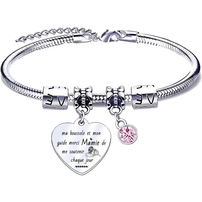 MNBVBV Collier Pour Grand-mère - Acier Inoxydable - Argent - Pendentif 2,4x2,1 Cm - Cadeau Fête Des Mères, Noël, Anniversaire