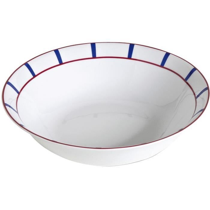 Saladier D : 26 cm porcelaine basque - bleu, rouge