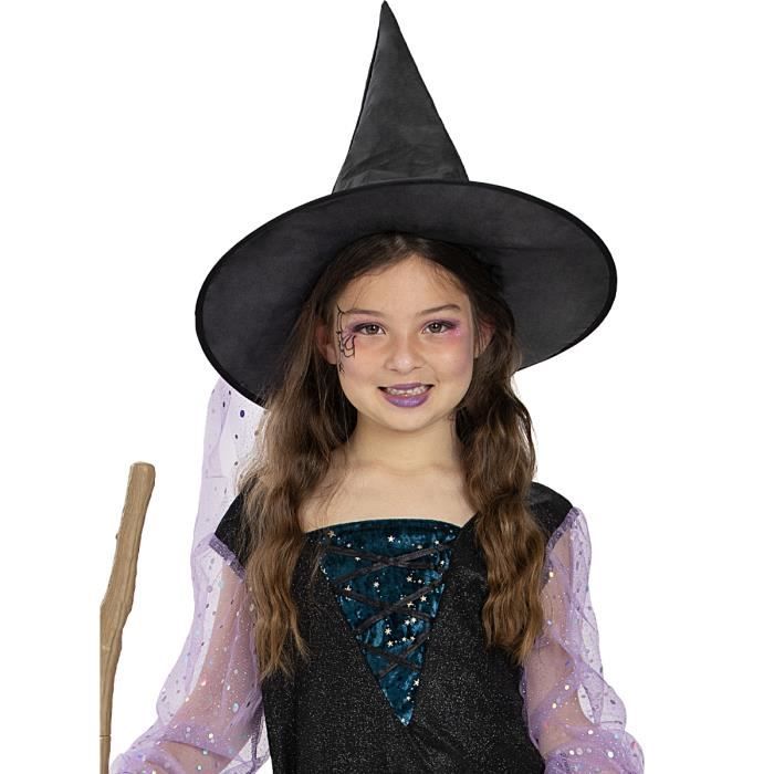 FUNIDELIA Chapeau sorcière enfant - Déguisement pour fille et garçon et accessoires pour Halloween, carnaval et fêtes.