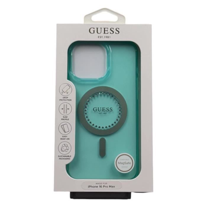 Coque IML Rhinestones GUESS iPhone 16 Pro Max Souple Compatible MagSafe