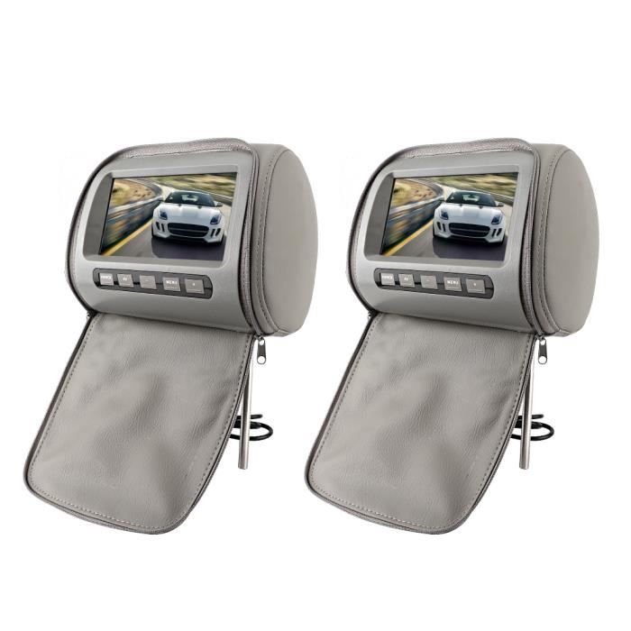 HURRISE lecteur d'écran large de voiture 2pcs 7 en HD voiture appui-tête LCD lecteur vidéo avec fermeture à glissière couvercle