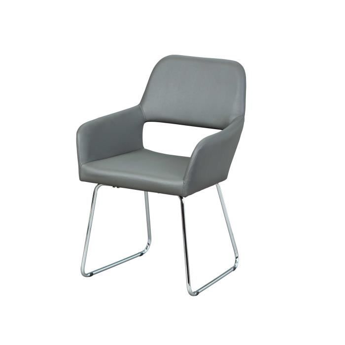 chaises de salle à manger - interlink - pascha - polyuréthane gris - pieds en métal