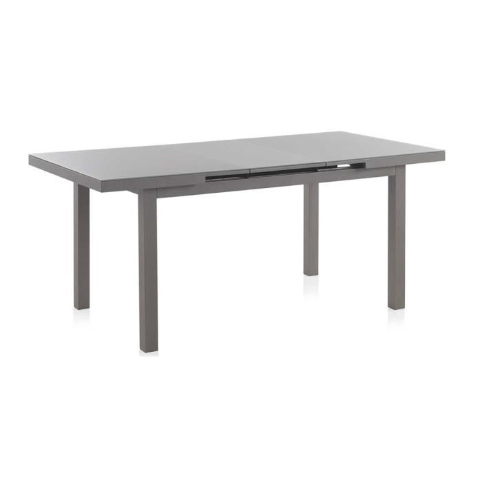 Table extensible de jardin en Aluminium avec plateau en verre - Longueur 140/180 x Hauteur 75 x Largeur 90 cm -JUANIO-