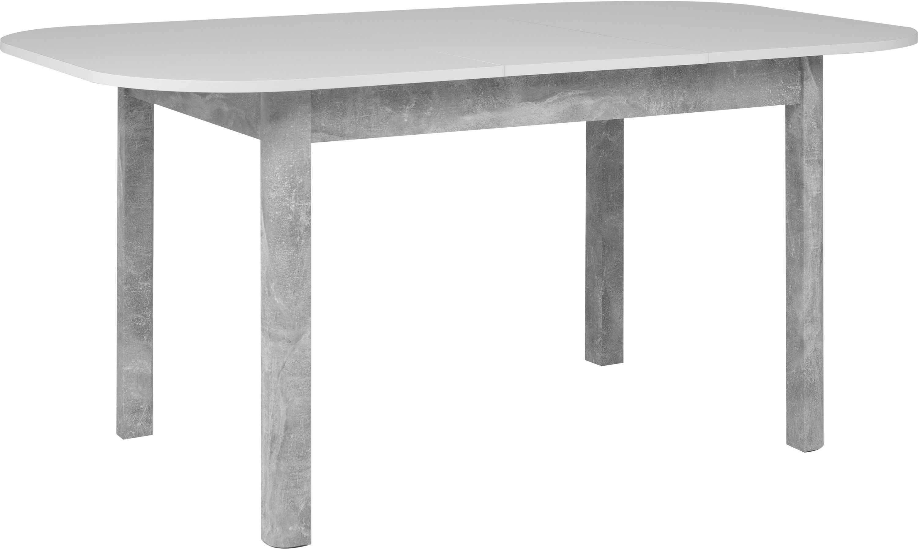 Table à manger extensible - KAYRI - Rectangulaire - Béton / Blanc - 4 à 6 personnes - 120-160 x 76 x 90 cm