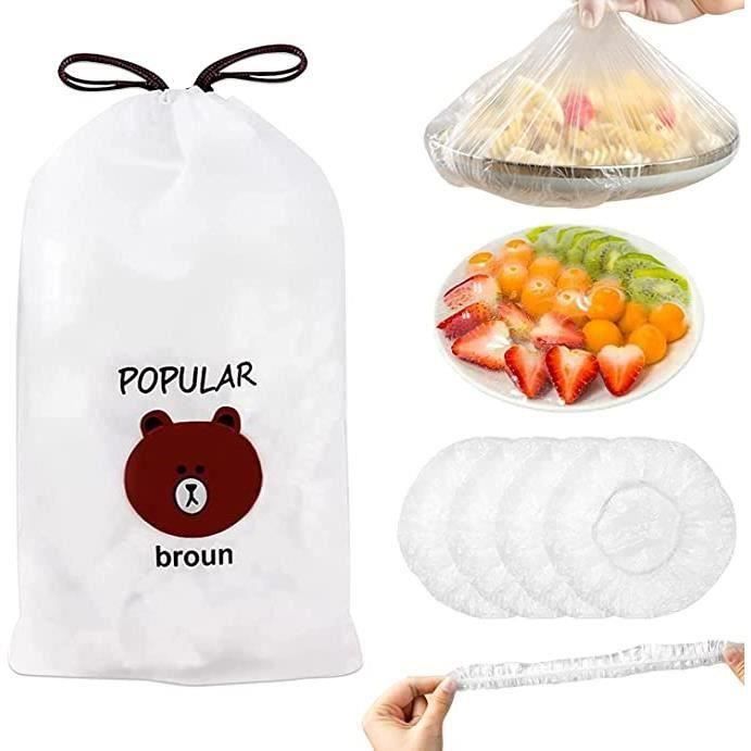 300 Pièces Charlottes Alimentaires Réutilisables - Film Et Couvre-Plats Élastiques Pour Conservation Fraîcheur