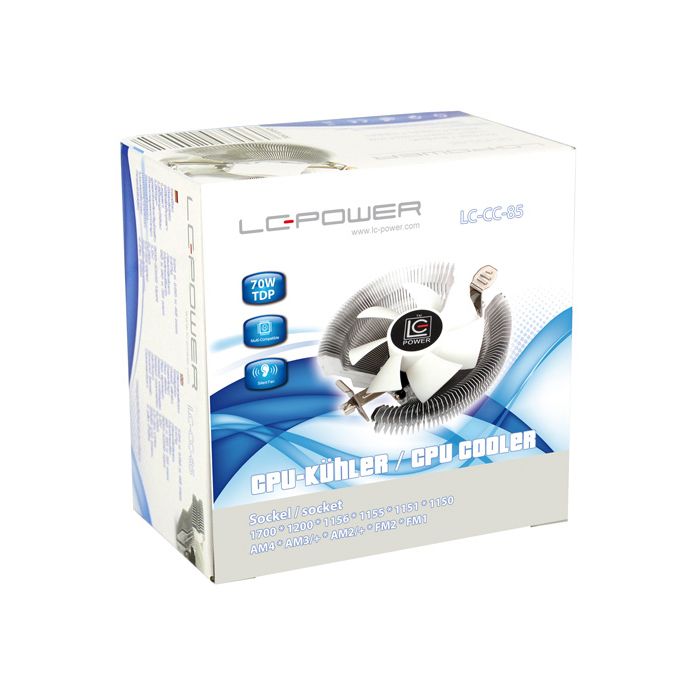 LC Power Cosmo Cool Refroidisseur de processeur pour : LGA775 LGA1156 AM2 AM2+ AM3 LGA1155 AM3+ FM1 FM2 LGA1150 aluminium 80 mm - vue 4