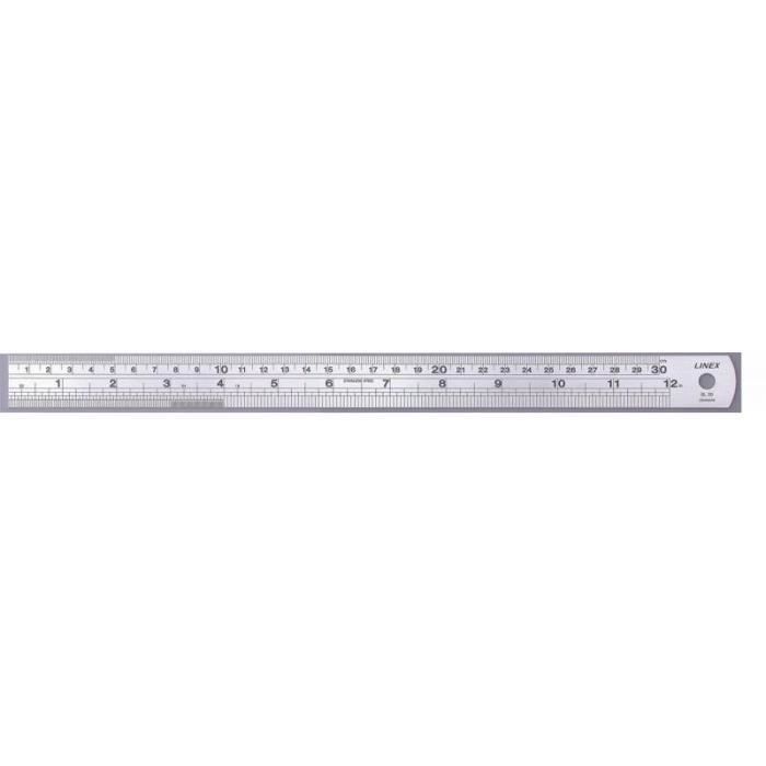Linex Règle impérial et métrique en acier inoxydable avec table de conversion 300 mm ref Lxesl30 - 701846