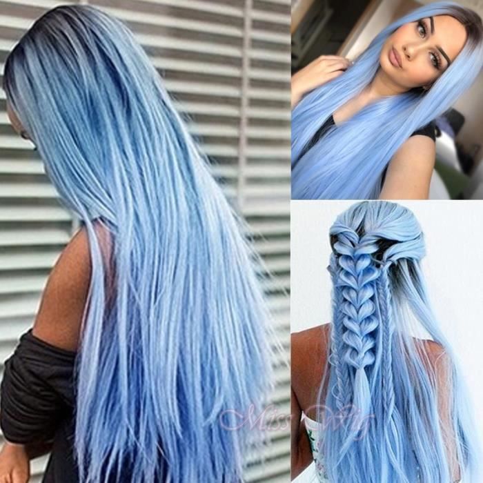 perruque cheveux bleu