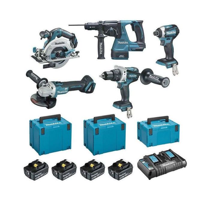 Pack 5 machines MAKITA DLX5090PTJ 18V Li Ion + chargeur double