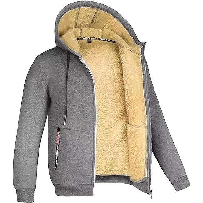 Veste Homme Hiver Chaud Doublure Polaire Capuche Fermeture Eclair  Sweatshirt avec Poches Manches Longues Doux Hoodie Blousons Gris -  Cdiscount Prêt-à-Porter