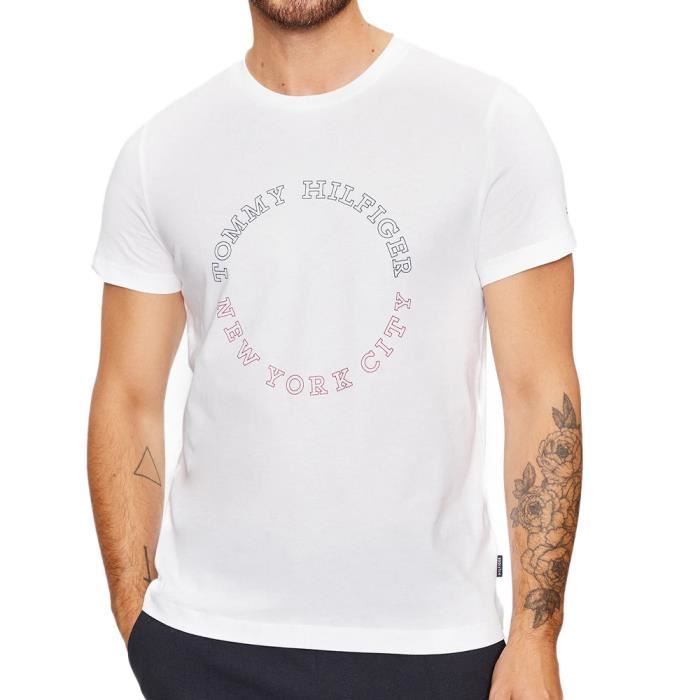 T shirt tommy hilfiger blanc homme hotsell