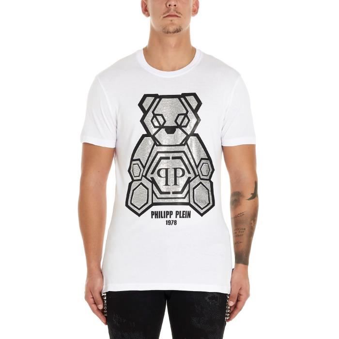 PHILIPP PLEIN HOMME MTK4245PJY002N01 BLANC COTON T-SHIRT Blanc - Cdiscount  Prêt-à-Porter