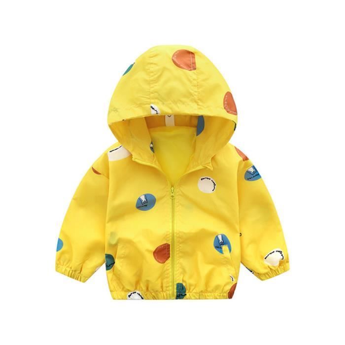Enfant En Bas Age Enfant Bebe Garcon Dessin Anime Animaux Capuche Manteau Veste Outwear Tenues Coupe Vent Jaune Cdiscount Pret A Porter