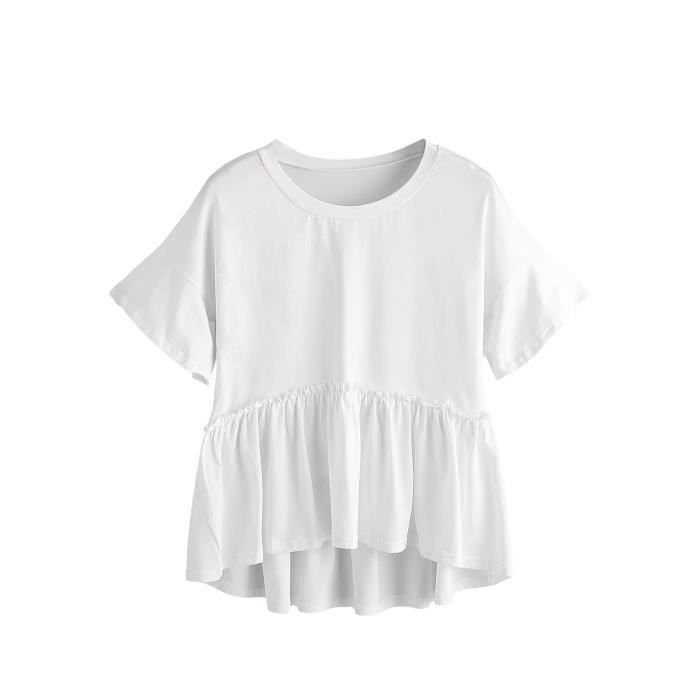 Blouse Bar III Peplum – Pêche – Taille L – Manches Courtes – NEUVE Avec étiquettes