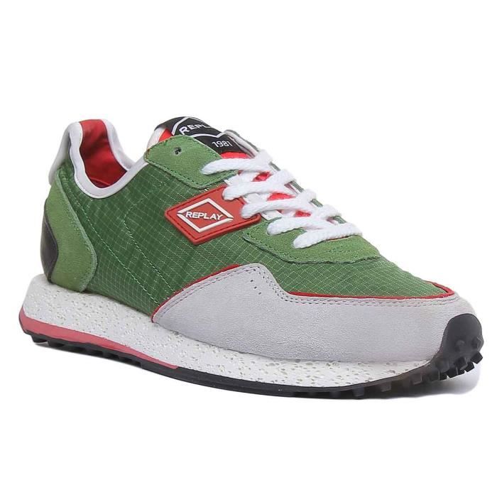 Replay Tag 81 dentelle verte sur les baskets pour hommes Vert