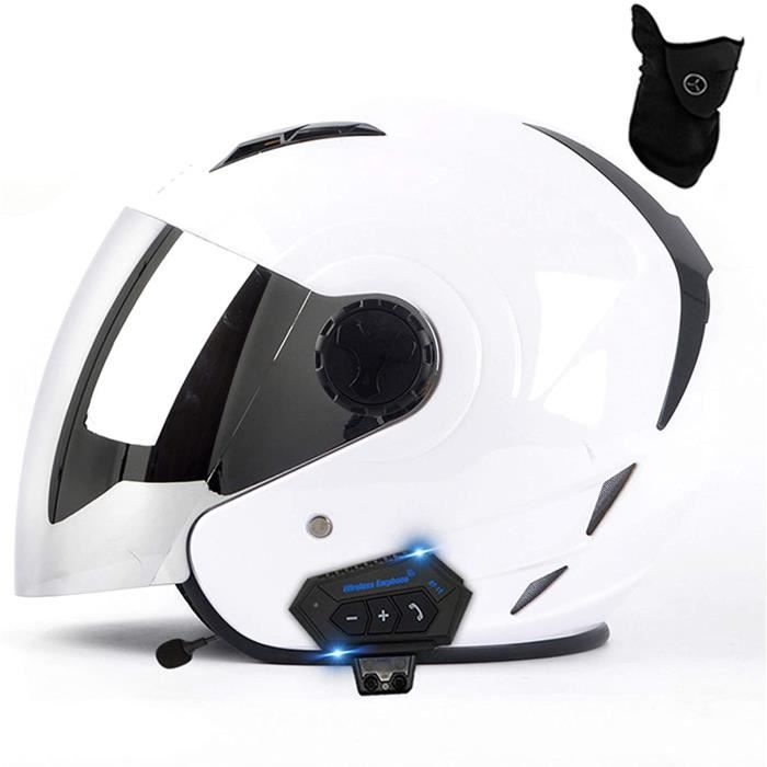 Casque Jet Moto Bluetooth Homologué ECE 22.06 - Pare-Soleil, Open Face, Pour Scooter Et Custom