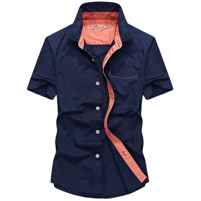 Chemise Homme Militaire Brandit Manches Courtes En Coton - Noir Vintage Casual - Taille Confortable Avec Poches