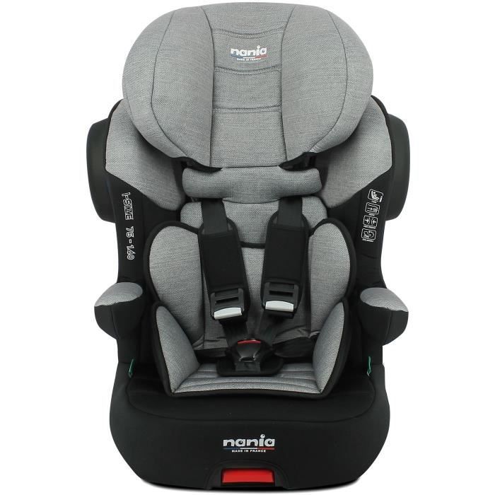 Siège auto isofix NANIA MAX I FIX 76-140 cm R129 –de 3 à 10 ans – Têtière  réglable - Base inclinable - Gris - Fabrication Française - Achat / Vente siège  auto