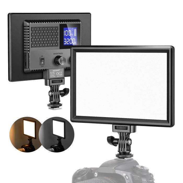 Neewer LED Lumière Vidéo, Batterie Rechargeable Intégrée, 3200K-5600K CRI 95+ Dimmable Lumière d'Appareil Photo avec Écran LCD, Conc