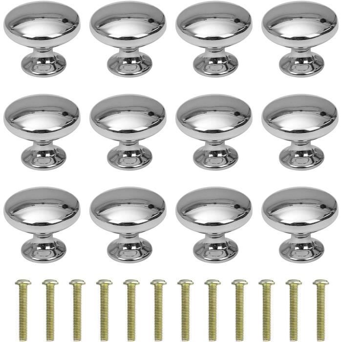 Lot De 2 Boutons De Tiroir Chromés Brossés - Diamètre 1 3/16 - Occasion USA