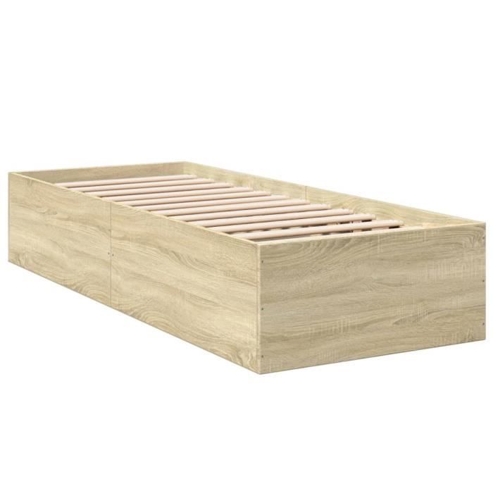 Cadre de lit - OMABETA - 90x190 cm - Chêne sonoma - Bois dingénierie - Design moderne