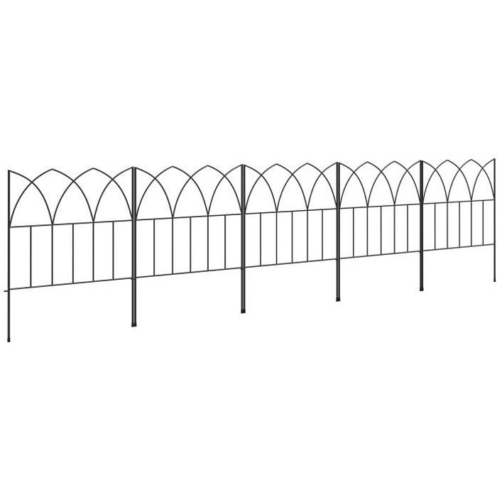 Outsunny Lot de 5 panneaux de clôture de jardin décoratives en métal, bordure de jardin, pour parterre de fleurs, noir