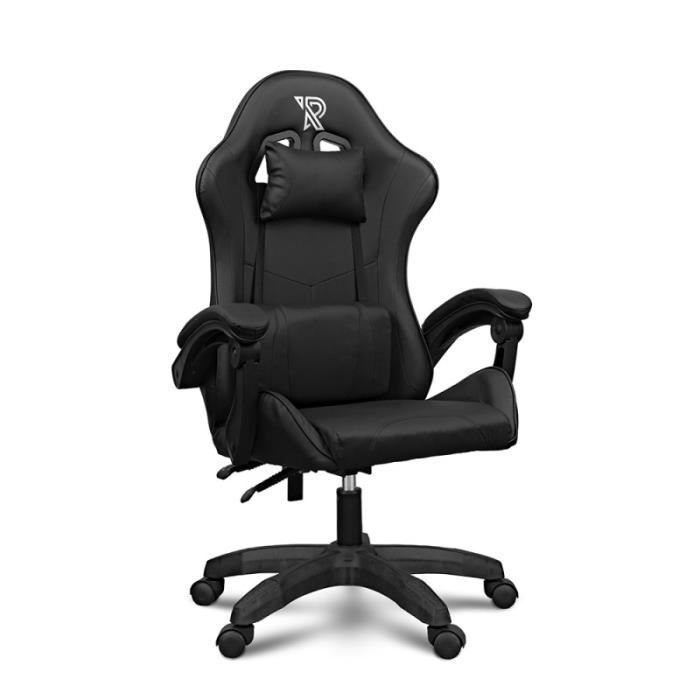 Chaise Gaming Ranqer Apollo - Fauteuil de Bureau Gamer Ergonomique - Siège Réglable avec Accoudoirs & Coussins - Noir/Standard